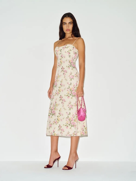 Reformation Dresses & Skirts - NEW Reformation Milica Midi Dress Posy Cream Pink Floral | US 6 UK 10